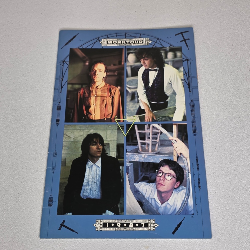 R.E.M. Work Tour 1987 Concert Program Book Vintage Blue 12x9 With Ticket Stub